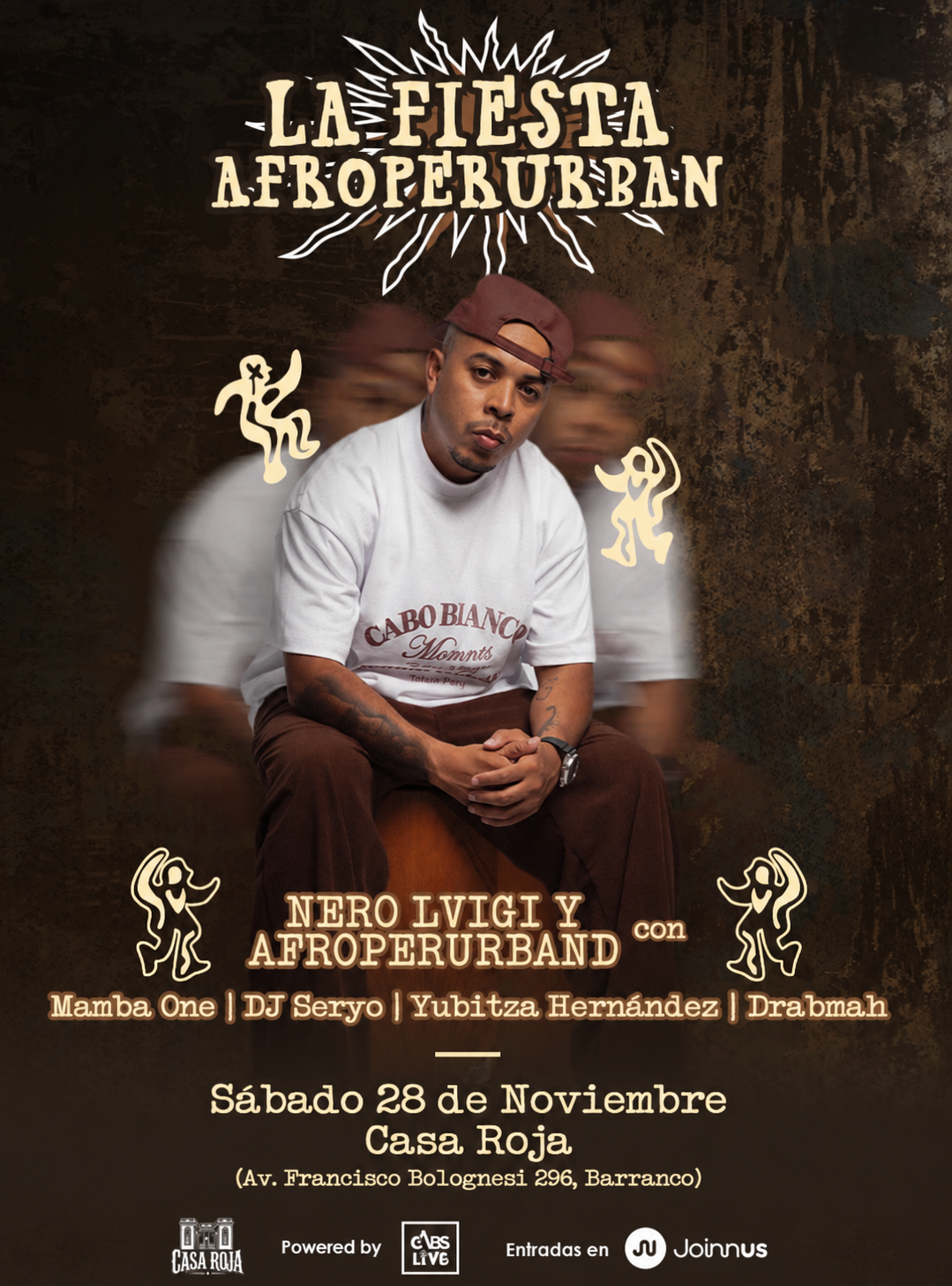 La Fiesta Afroperurban, con Nero Lvigi y Afroperuband y la participación de Mamba One. 28 de noviembre, Casa Roja, Barranco.